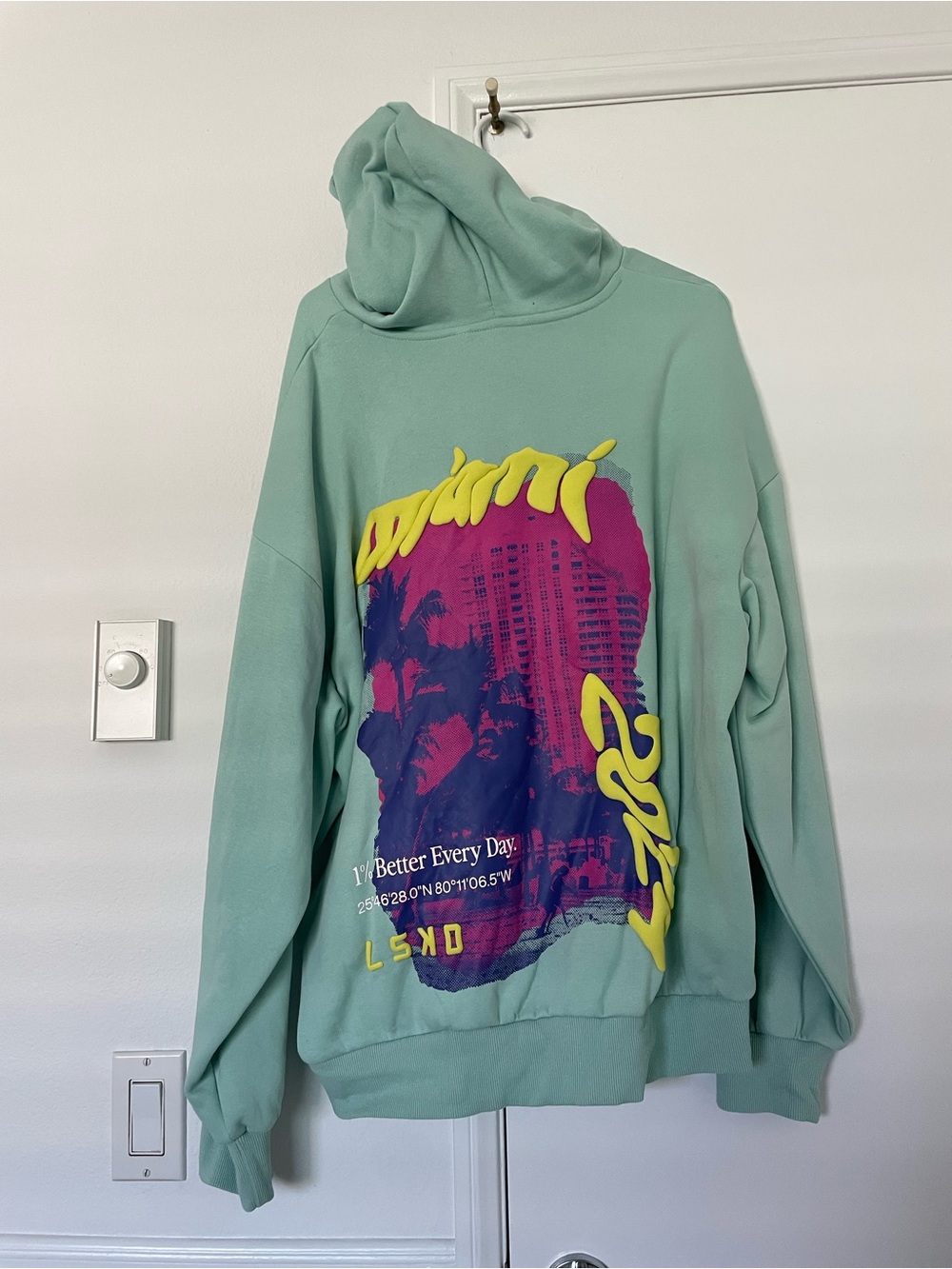 LSKD MIAMI Mint Green Graphic Pullover Hoodie